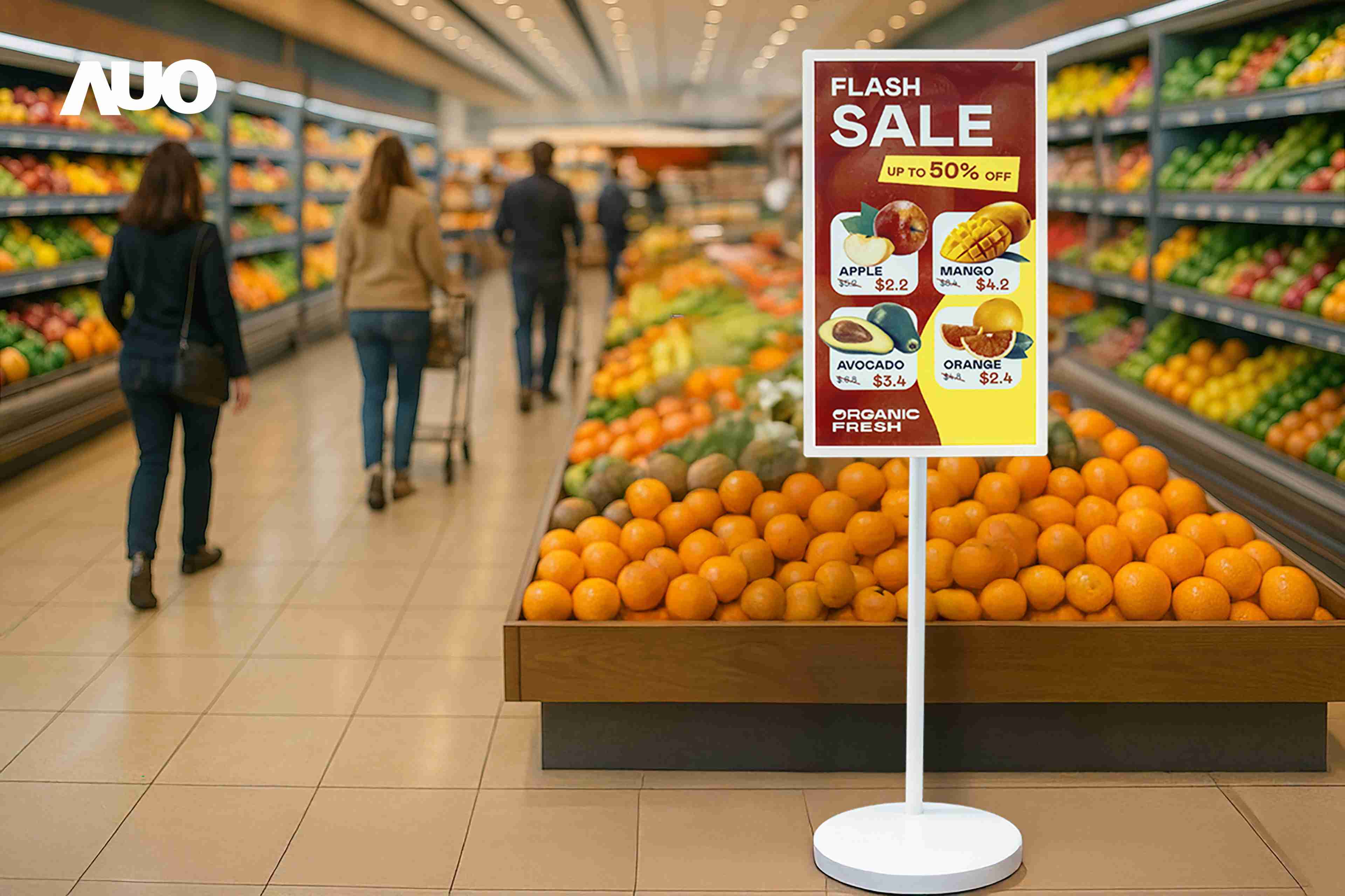 达擎首亮相低功耗、、全彩的〝aecoPost电子纸解决方案〞，，仅在更新画面时需要微量的电力驱动，，无需布建电线的便捷设计，，使其可灵活应用、、、随意置放，，，，并可透过云端或行动装置app，，，，轻松管理及排程广告内容，，晋升店头营销利器。。